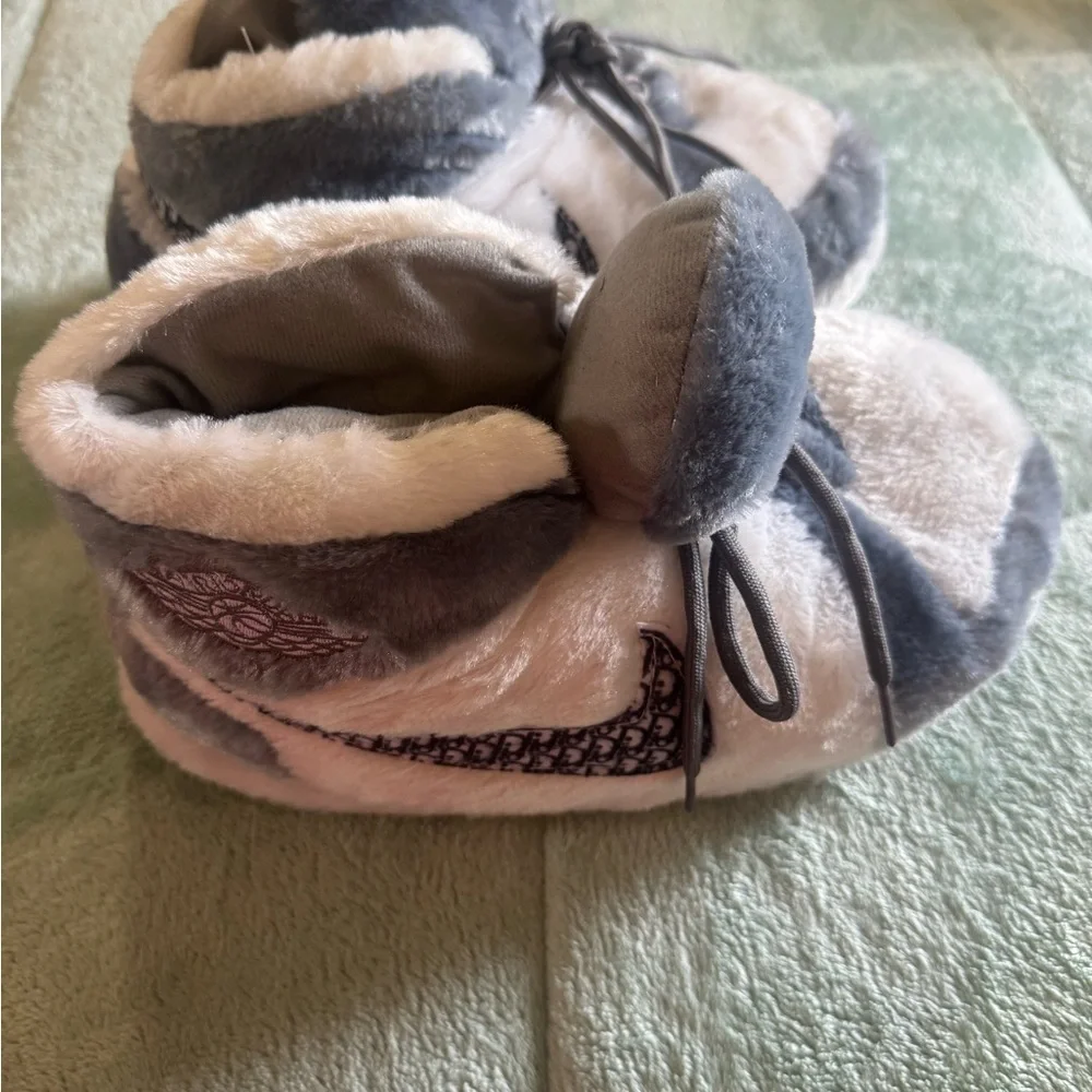 Nike Gray and White Loafers